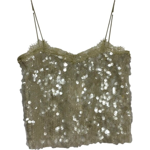 Zara Womens Sequin Camisole Cami Top Camisole Size L Clear 4813/834 NWT - Picture 1 of 12